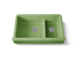 Whitehaven® Smart Divide® 35-1/2" undermount double-bowl farmhouse kitchen sink with short apron