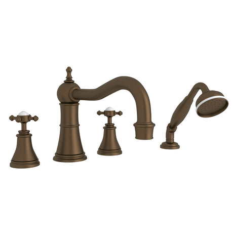 Georgian Era 4-Hole Deck Mount Tub Filler With Column Spout