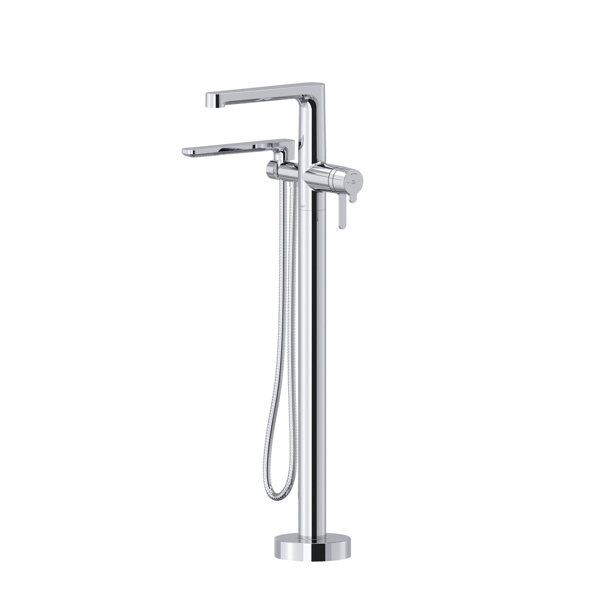 2-way Type T (thermostatic) coaxial floor-mount tub filler with Handshower trim