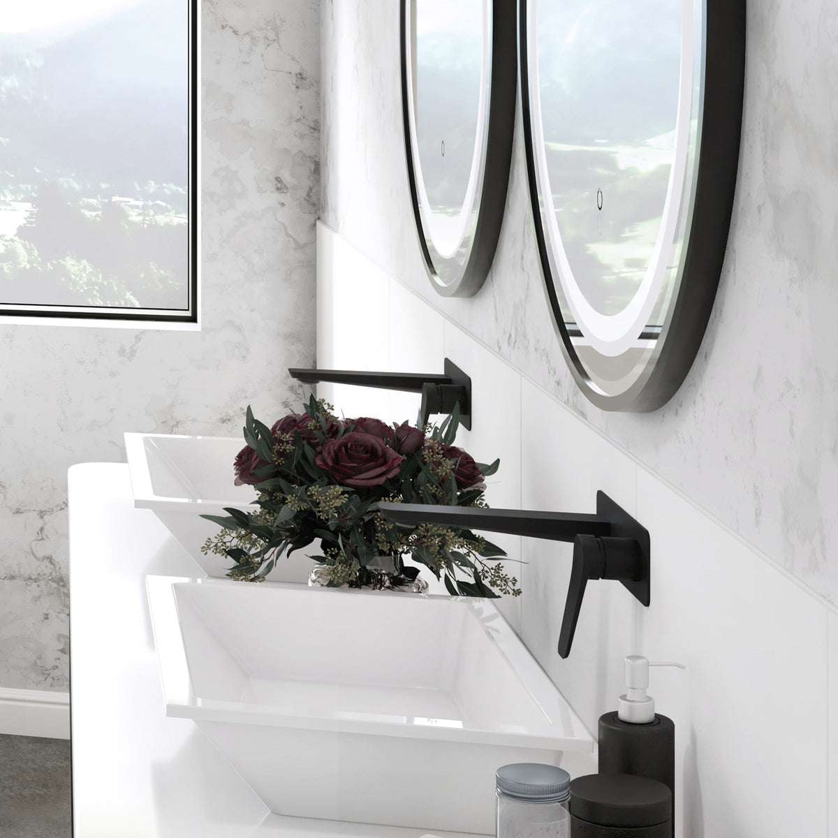 MOROKA Wallmount Lavatory Faucet Without Drain Chrome