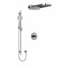 Type T/P (thermostatic/pressure balance) " coaxial 3-way system with hand shower rail and rain and cascade shower head