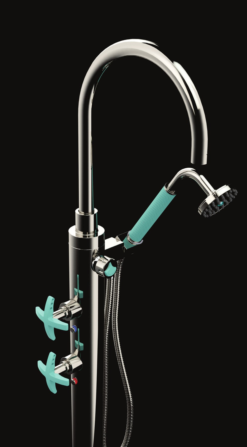 Rubinet LaSalle Floor Mount Tub Filler with Hand Held Shower Trim Only (T3GLAR)