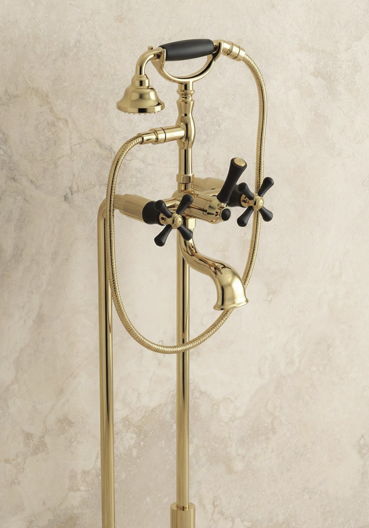 Rubinet Fleimish Four Piece Roman Tub Filler with Hand Held Shower Trim Only (T5HFMC)