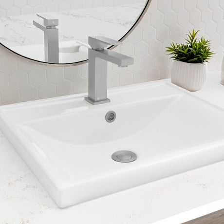 Single Handle 6 1/2" Brushed Nickel Bathroom Faucet