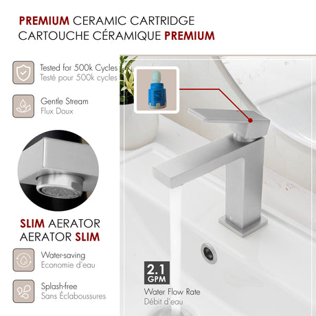 Single Handle 6 1/2" Brushed Nickel Bathroom Faucet