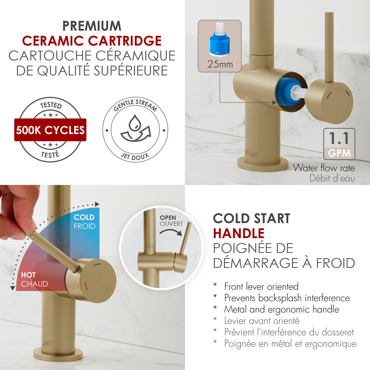 Single Handle 10 1/8" Pull Down Bathroom Faucet