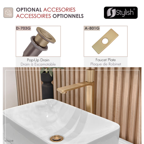 Single Handle 12 1/2" Vessel Bathroom Faucet