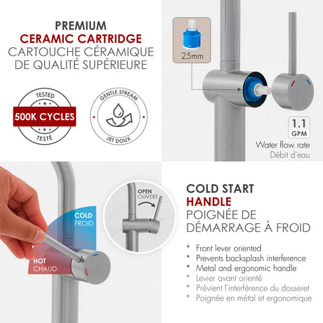 Single Handle 12 5/8" Vessel Bathroom Faucet