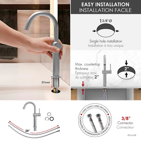 Single Handle 12 5/8" Vessel Bathroom Faucet