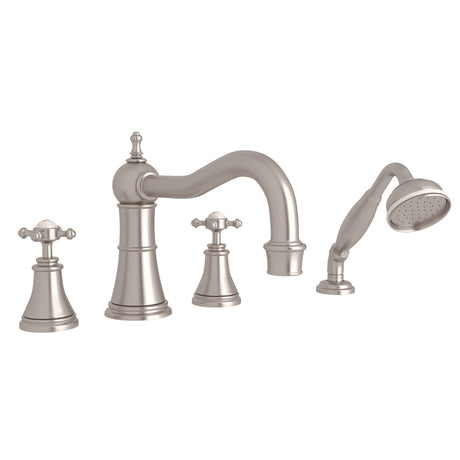 Georgian Era 4-Hole Deck Mount Tub Filler With Column Spout