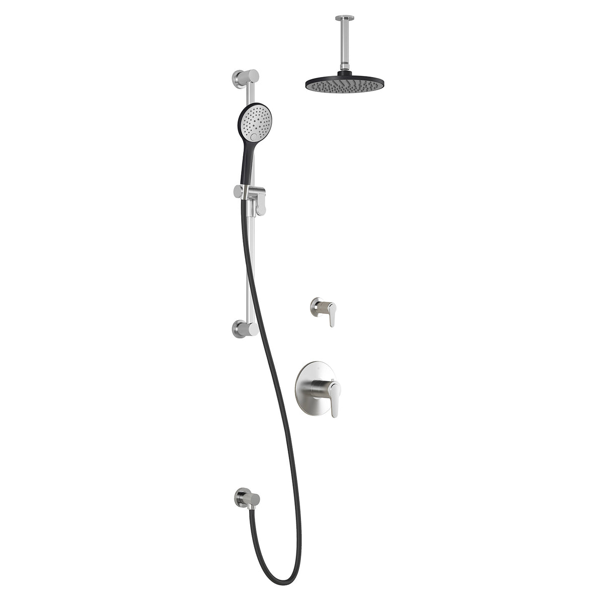 KONTOUR TD2 (Valves Not Included) : AQUATONIK T/P Shower System with Vertical Ceiling Arm