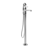 Kalia Rustik Floor Mount Tub Filler with Hand Shower Chrome