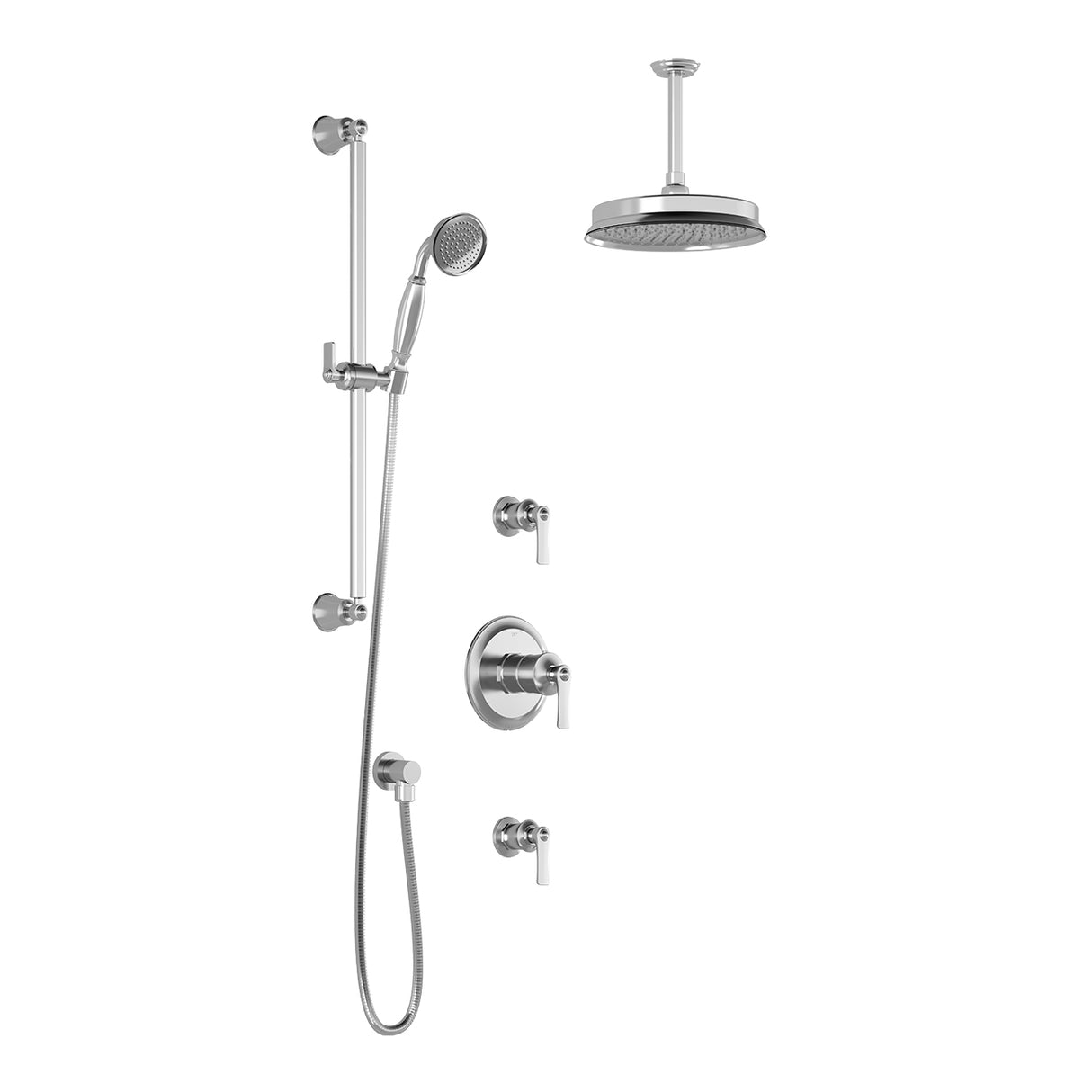 RUSTIK T2 (Valves Not Included) : AQUATONIK T/P Shower System with Vertical Ceiling Arm Chrome