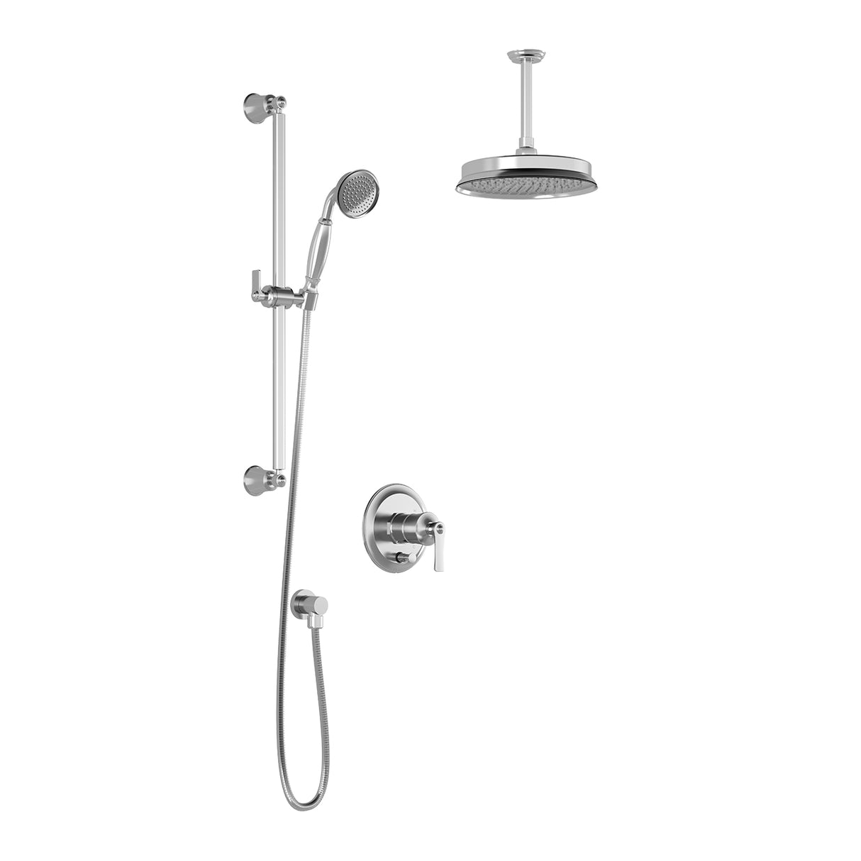 RUSTIK PB4 (Valve Not Included) : Pressure Balance Shower System Vertical Ceiling Arm Chrome