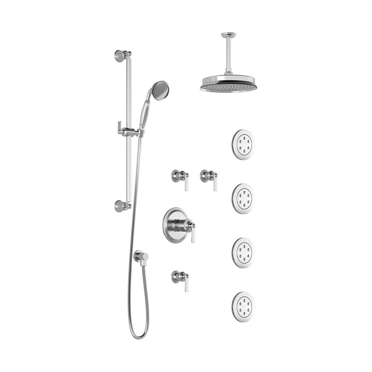 RUSTIK T375 (Valves Not Included) : Thermostatic Shower System with Vertical Ceiling Arm Chrome