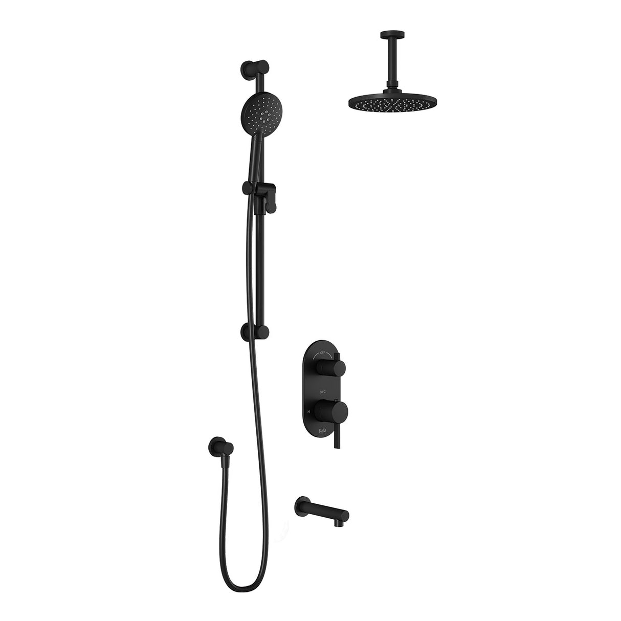 RoundOne TD3 (Valve Not Included) : AQUATONIK T/P with Diverter Shower System with Vertical Ceiling Arm