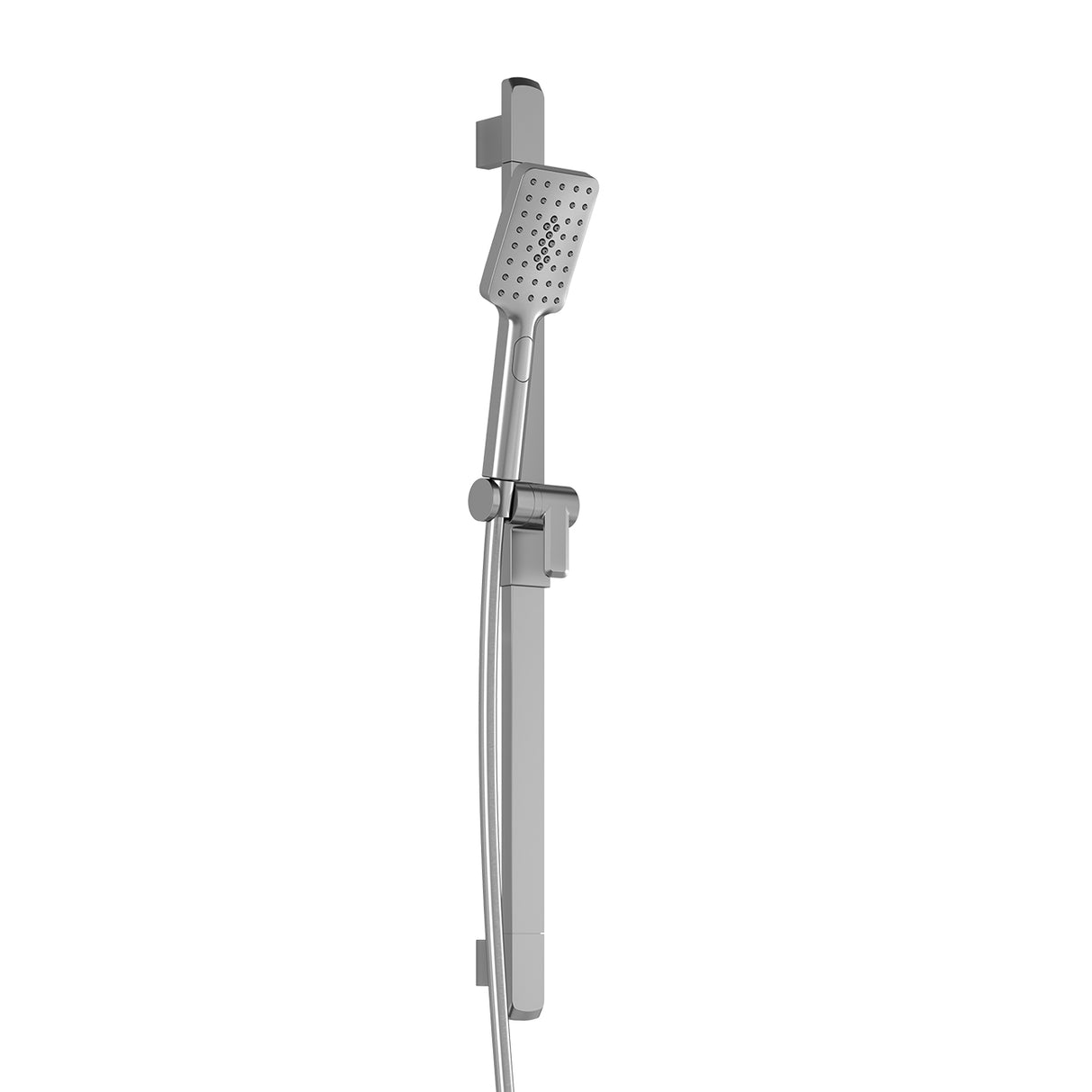 SquareOne 2-Jet Handshower, Wallbar and 60 inches Flexible and Soft PVC Hose Assembly Chrome
