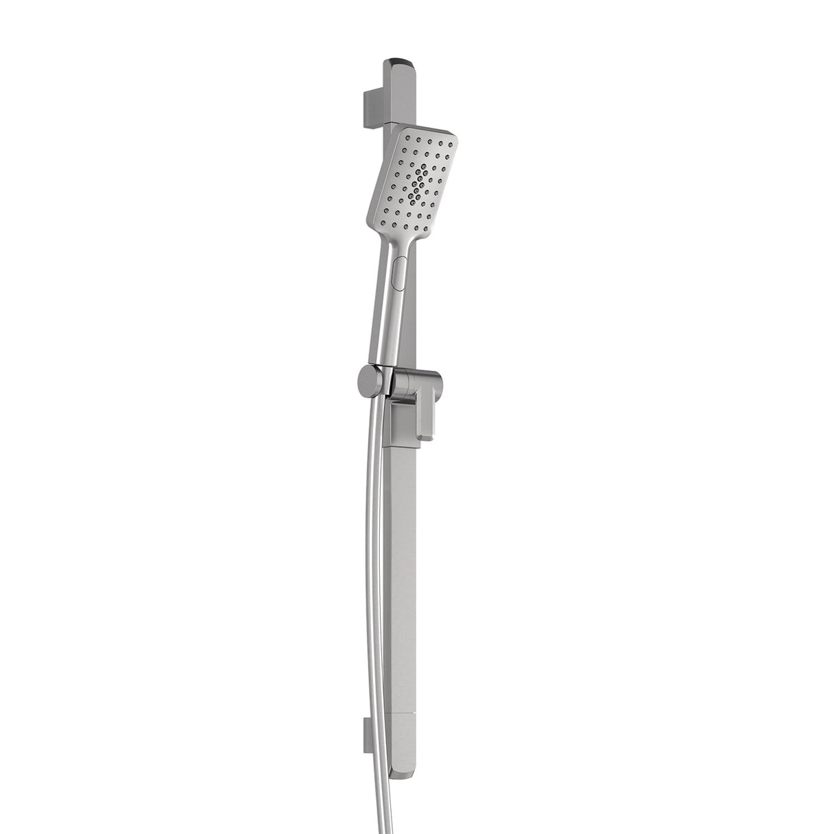 SquareOne 2-Jet Handshower, Wallbar and 60 inches Flexible and Soft PVC Hose Assembly Pure Nickel PVD