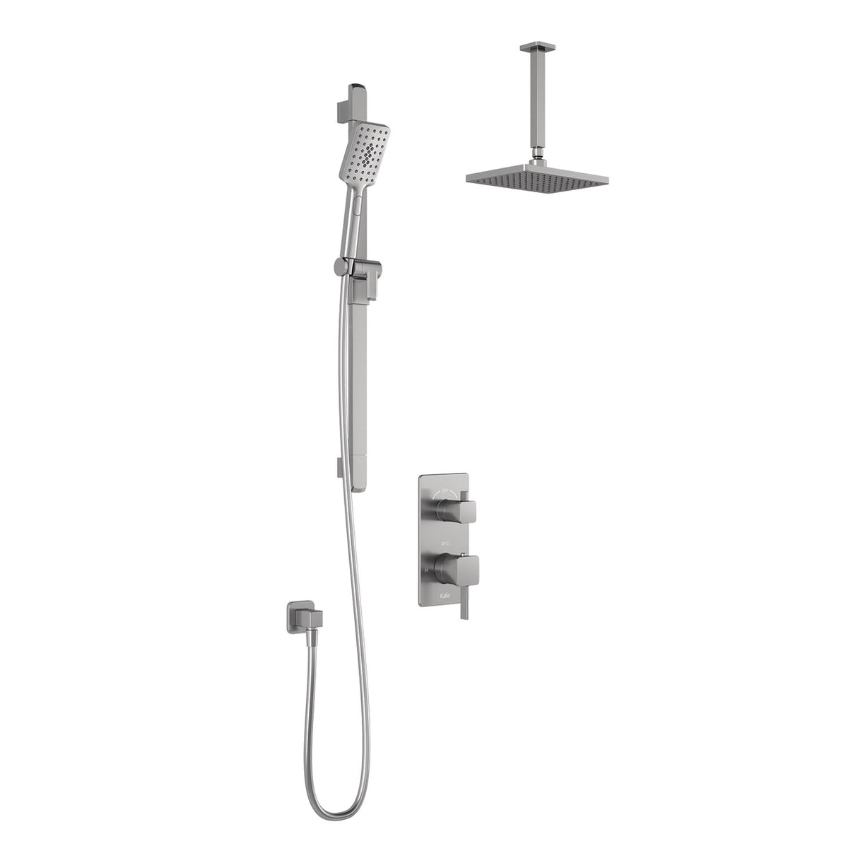 SquareOne TD2 (Valve Not Included) : AQUATONIK T/P with Diverter Shower System with Vertical Ceiling Arm
