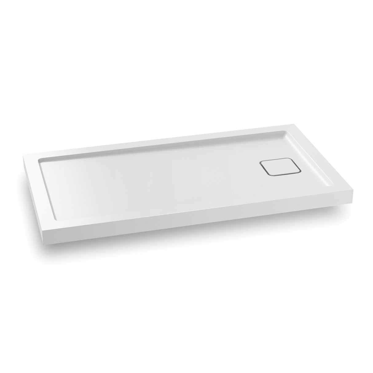 KOVER 60x32 Rectangular Acrylic Shower Base 60x32 with Drain at the End (Aluminium Tiling Flange Kit Included)