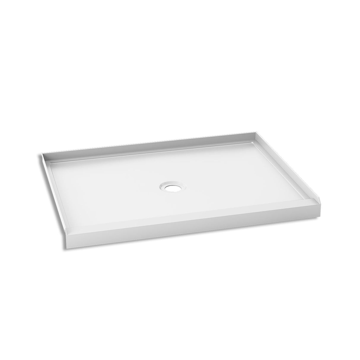 KONCEPT 48x36 - Rectangular Acrylic Shower Base 48x36 with Central Drain and Integrated Tiling Flanges on 3 Sides