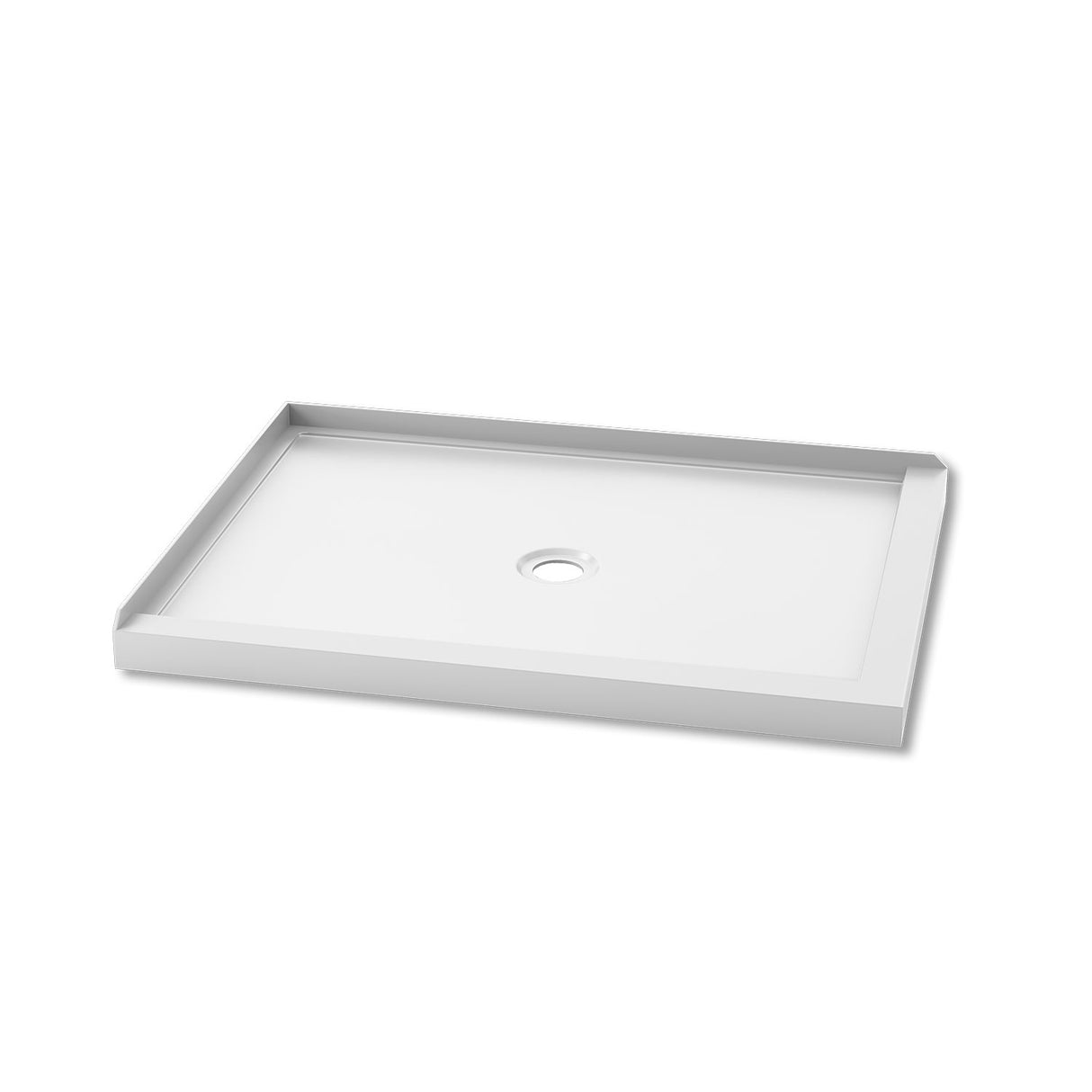 KONCEPT 48x36 - Rectangular Acrylic Shower Base 48x36 with Central Drain and Left Integrated Tiling Flange on 2 Sides