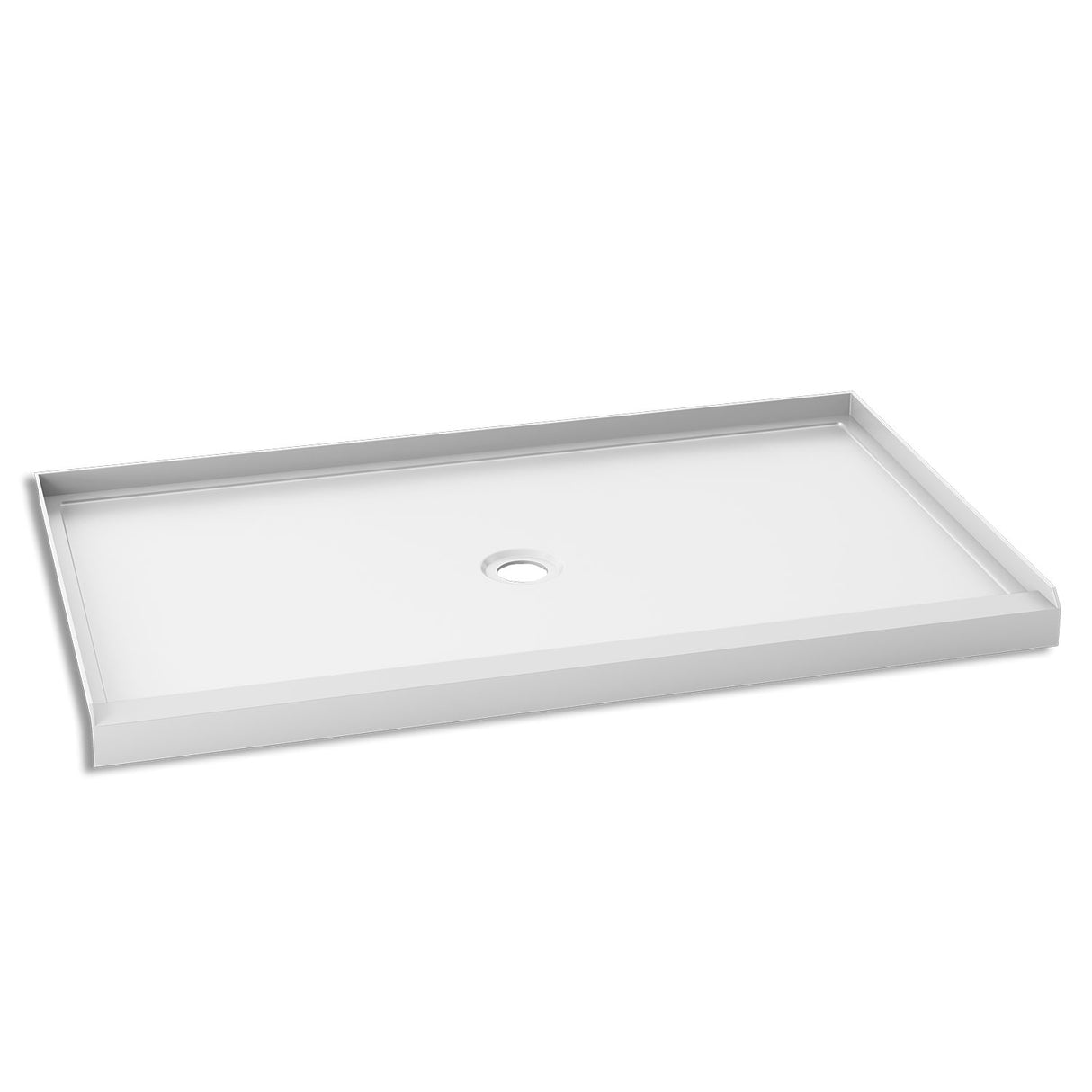 KONCEPT 60x36 - Rectangular Acrylic Shower Base 60x36 with Central Drain and Integrated Tiling Flanges on 3 Sides