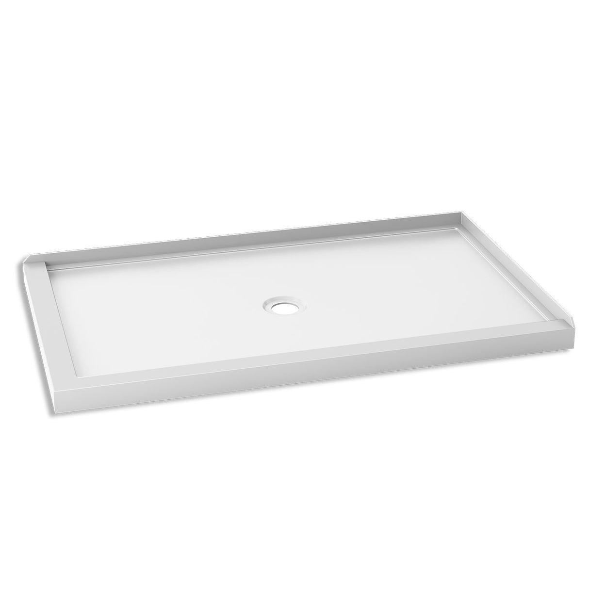 KONCEPT 60x36 - Rectangular Acrylic Shower Base 60x36 with Central Drain and Right Integrated Tiling Flange on 2 Sides