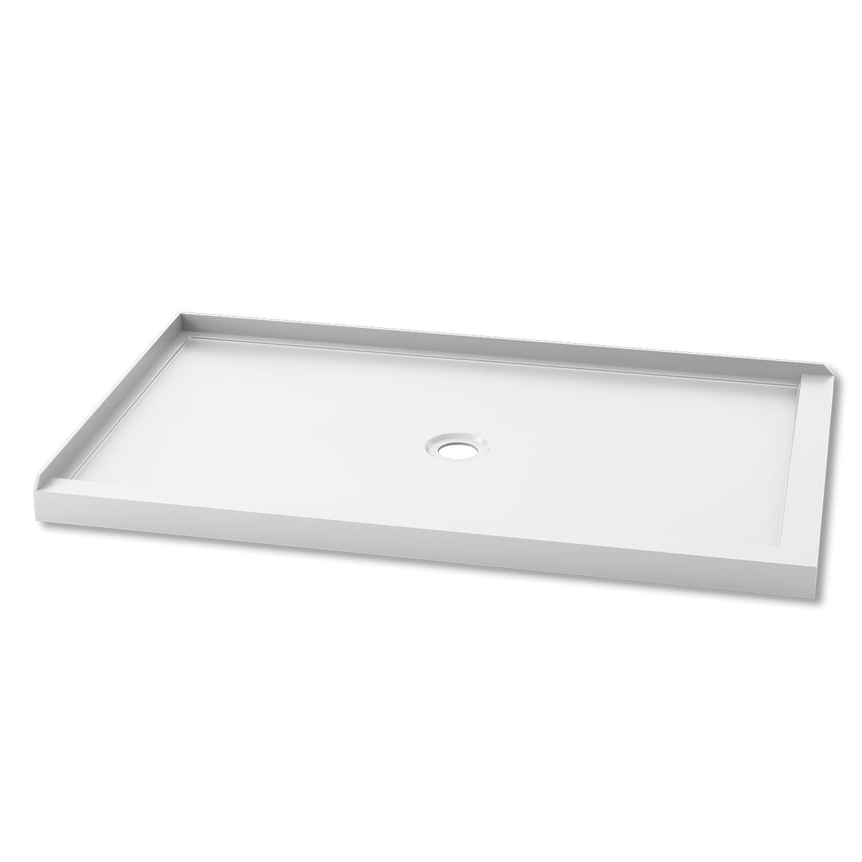 KONCEPT 60x36 - Rectangular Acrylic Shower Base 60x36 with Central Drain and Left Integrated Tiling Flange on 2 sides