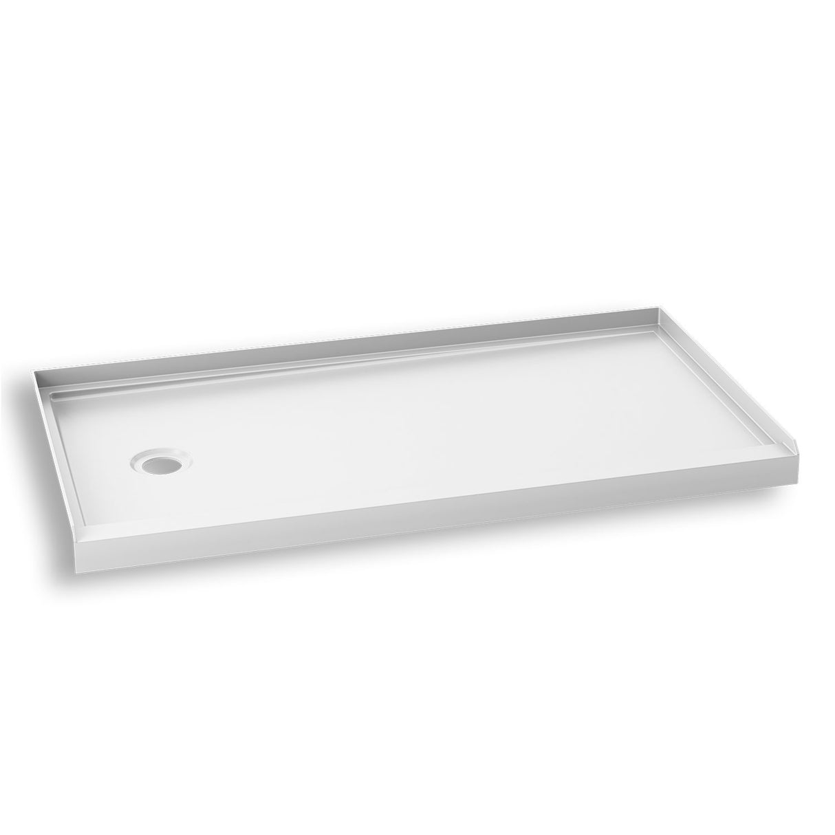 KONCEPT 60x32 - Rectangular Acrylic Shower Base 60x32 with Left Drain and Integrated Tiling Flanges on 3 Sides