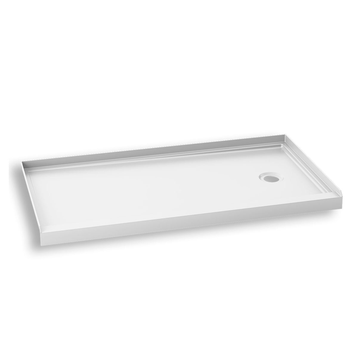 KONCEPT 60x30 - Rectangular Acrylic Shower Base 60x30 with Right Drain and Integrated Tiling Flanges on 3 Sides