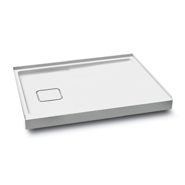 KOVER 48x32 Rectangular Acrylic Shower Base 48x32 with Left Drain and Integrated Tiling Flange on 3 Sides