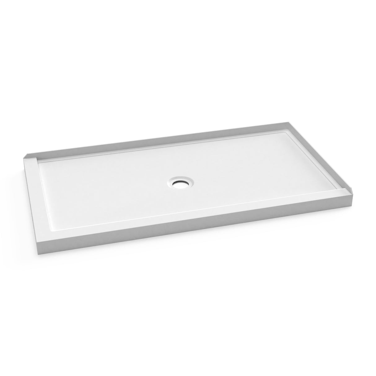 KONCEPT 60x32 - Rectangular Acrylic Shower Base 60x32 with Central Drain and Right Integrated Tiling Flange on 2 Sides