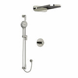 Type T/P (thermostatic/pressure balance) " coaxial 3-way system with hand shower rail and rain and cascade shower head