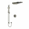 Type T/P (thermostatic/pressure balance) " coaxial 3-way system with hand shower rail and rain and cascade shower head