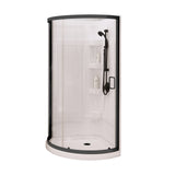 Iris II 34 x 34 Acrylic Center Drain Shower Kit in White with Clear glass in Brushed Nickel