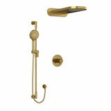 Type T/P (thermostatic/pressure balance) " coaxial 3-way system with hand shower rail and rain and cascade shower head