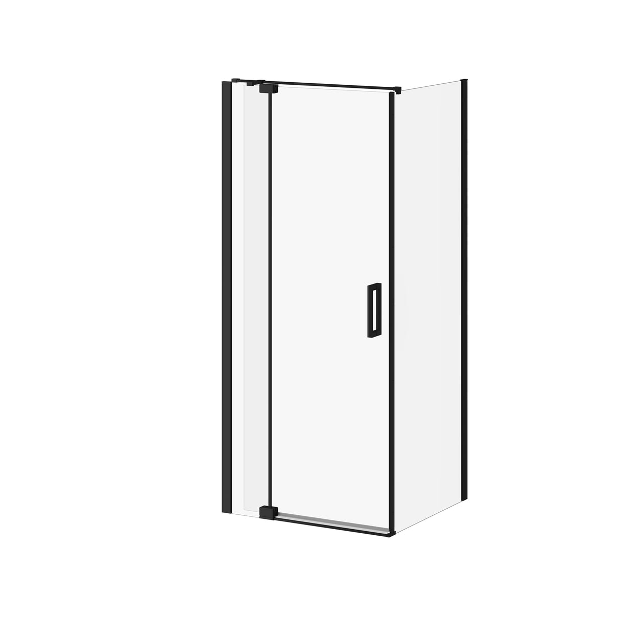 DISTINK (Box 1 of 2) 36 inchesx77 inches 2-Panel Pivot Shower Door for Corner Inst. (Reversible) Clear Duraclean Glass