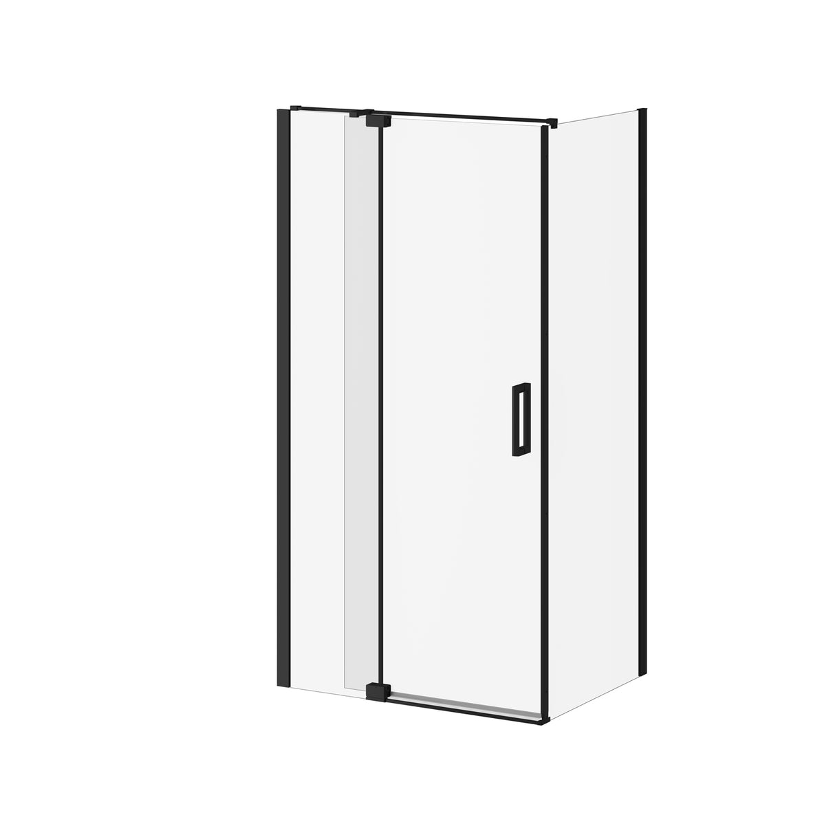 DISTINK (Box 1 of 2) 42 inchesx77 inches 2-Panel Pivot Shower Door for Corner Inst. (Reversible) Clear Duraclean Glass