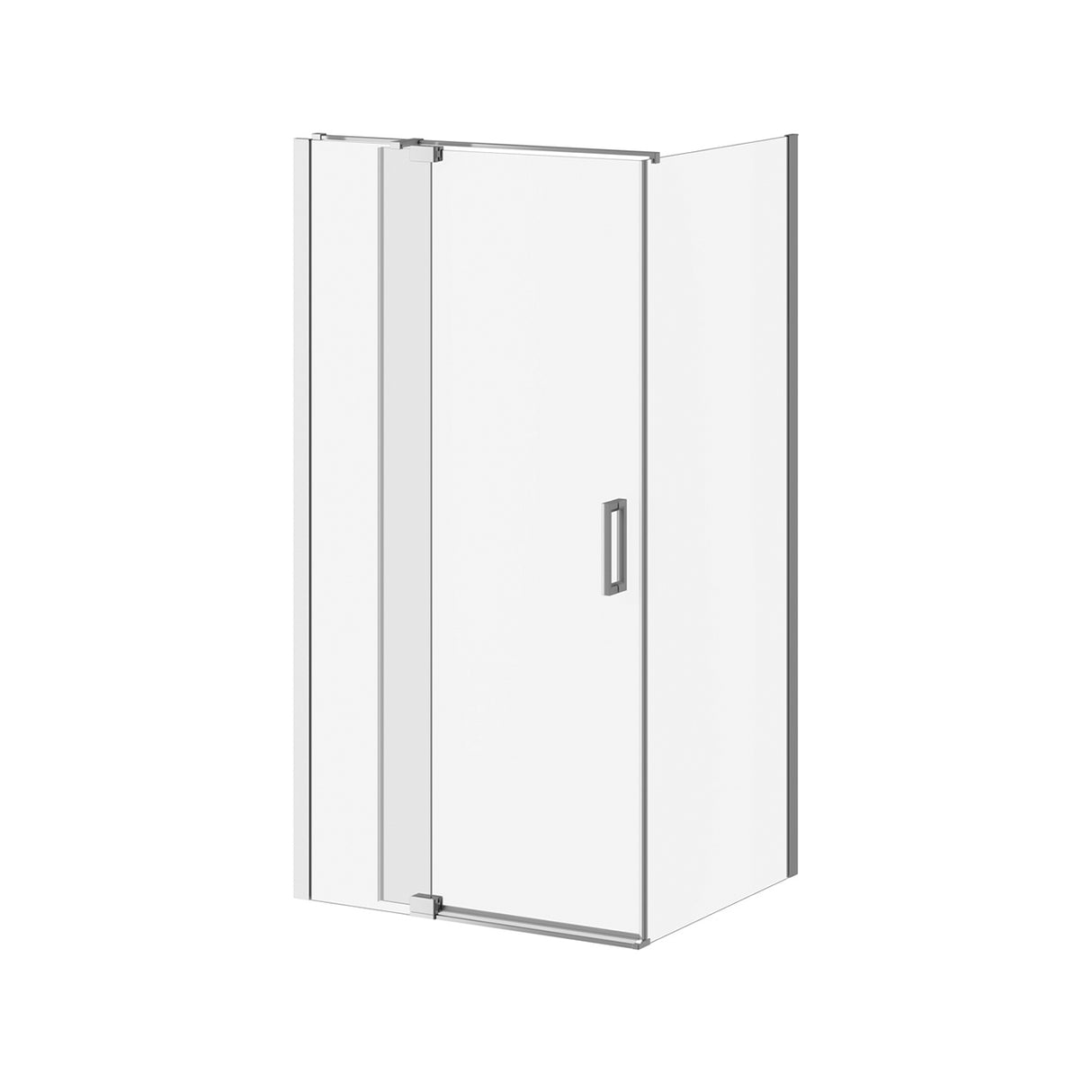 DISTINK (Box 1 of 2) 42 inchesx77 inches 2-Panel Pivot Shower Door for Corner Inst. (Reversible) Clear Duraclean Glass