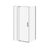 DISTINK (Box 1 of 2) 42 inchesx77 inches 2-Panel Pivot Shower Door for Corner Inst. (Reversible) Clear Duraclean Glass