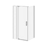 DISTINK (Box 1 of 2) 42 inchesx77 inches 2-Panel Pivot Shower Door for Corner Inst. (Reversible) Clear Duraclean Glass