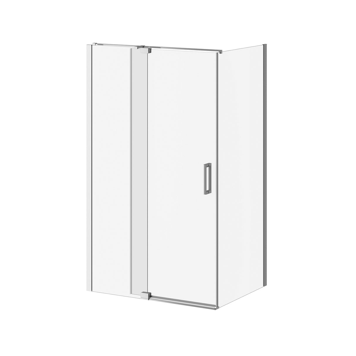 DISTINK (Box 1 of 2) 48 inchesx77 inches 2-Panel Pivot Shower Door for Corner Inst. (Reversible) Clear Duraclean Glass