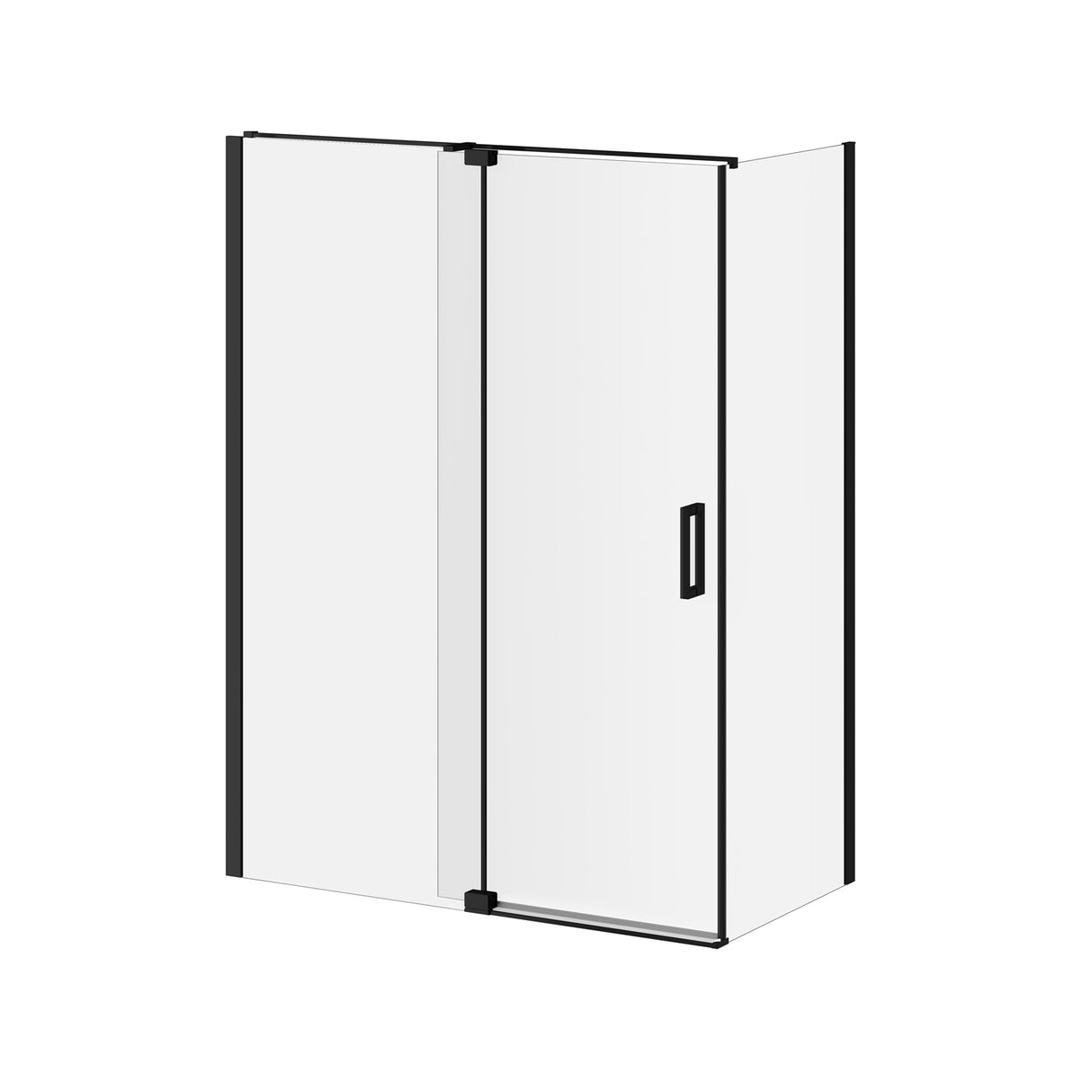 DISTINK (Box 1 of 2) 60 inchesx77 inches 2-Panel Pivot Shower Door for Corner Inst. (Reversible) Clear Duraclean Glass