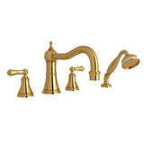 Georgian Era 4-Hole Deck Mount Tub Filler With Column Spout