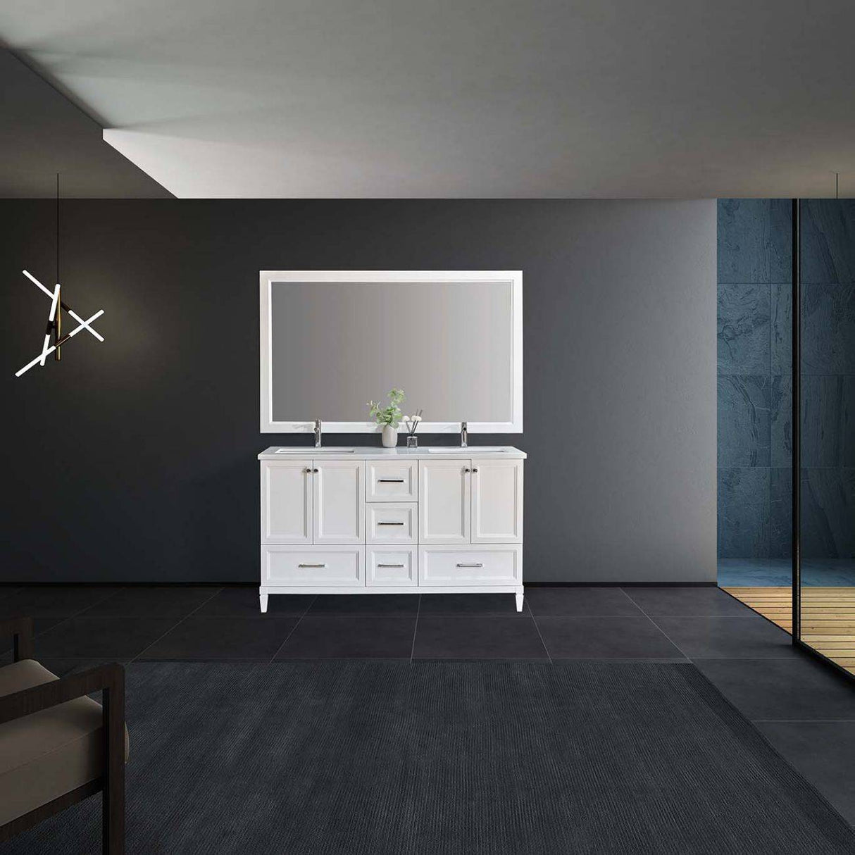 Eileen Transitional Floor Mount Double Sink Vanity Set