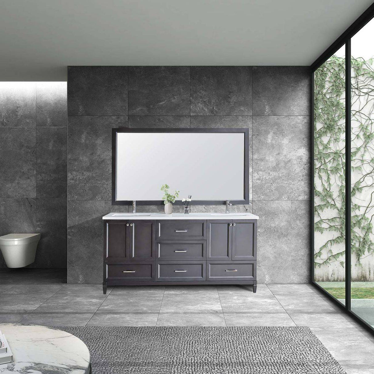 Eileen Transitional Floor Mount Double Sink Vanity Set