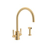 Holborn Two Handle Kitchen Faucet With C-Spout and Side Spray