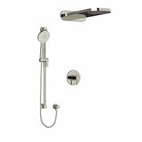 Type T/P (thermostatic/pressure balance) " coaxial 3-way system with hand shower rail and rain and cascade shower head
