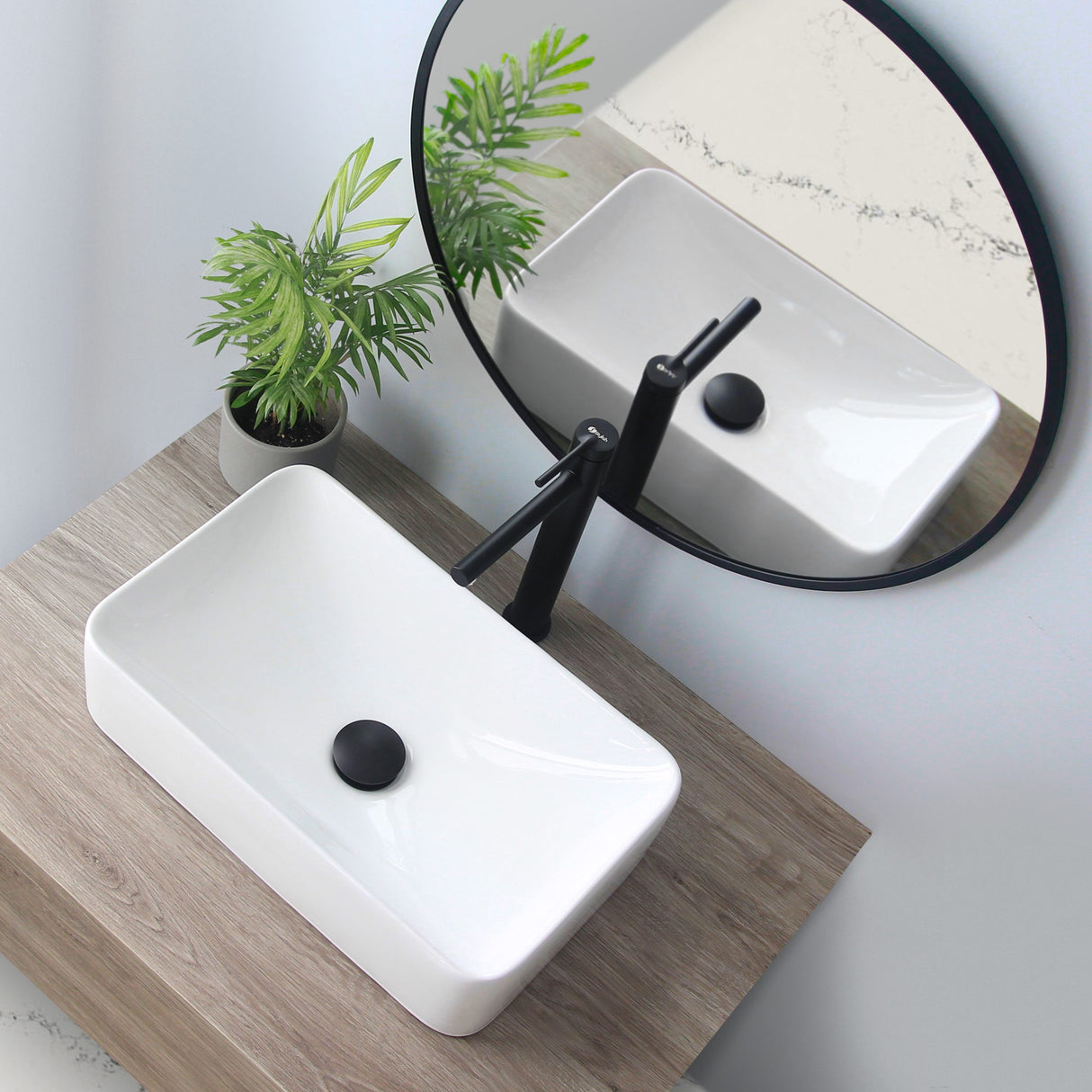 STYLISH 19 inch White Rectangular Ceramic Vessel Bathroom Sink